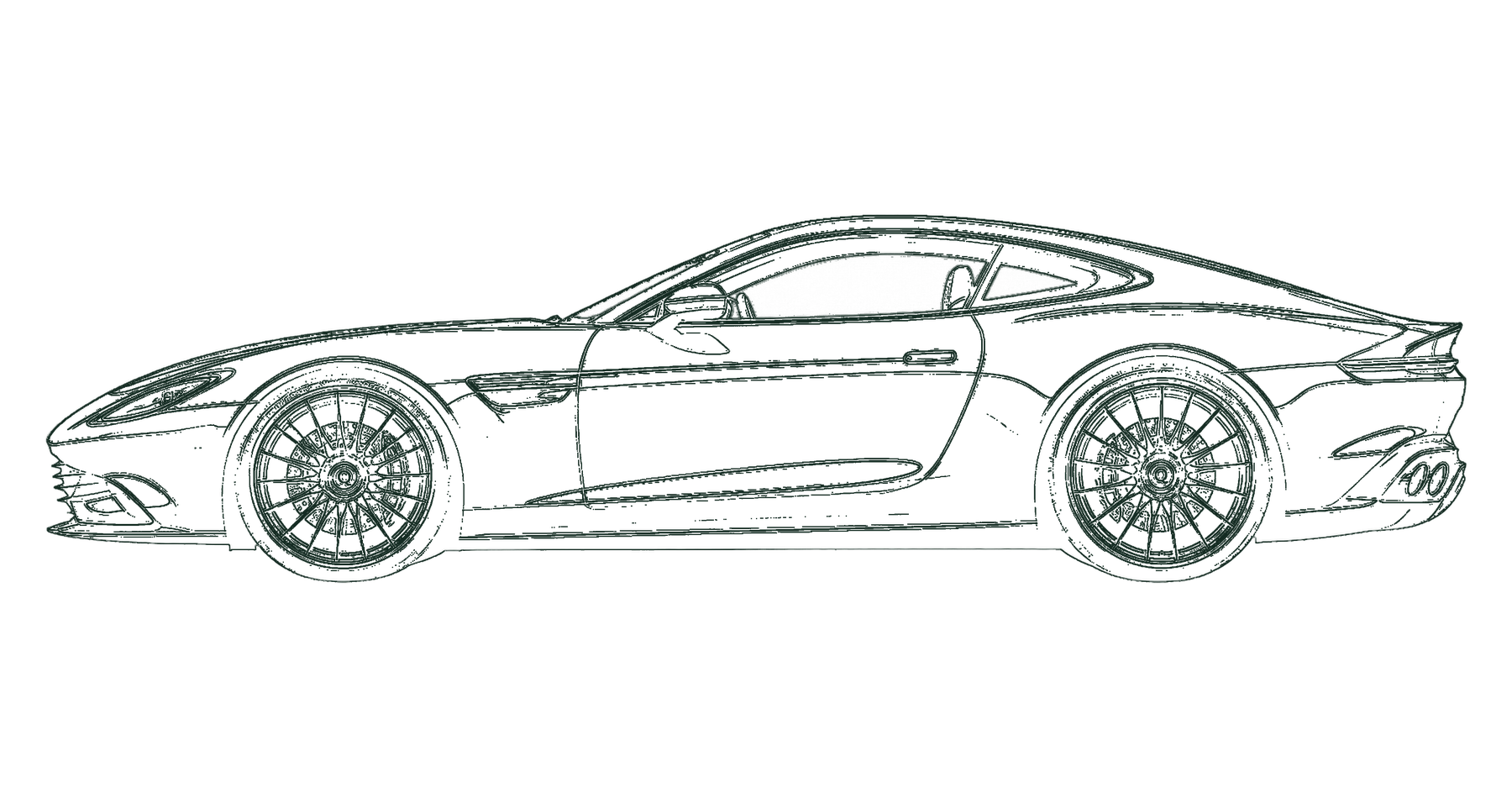 QZR-01 — blueprint lateral, verde carrera